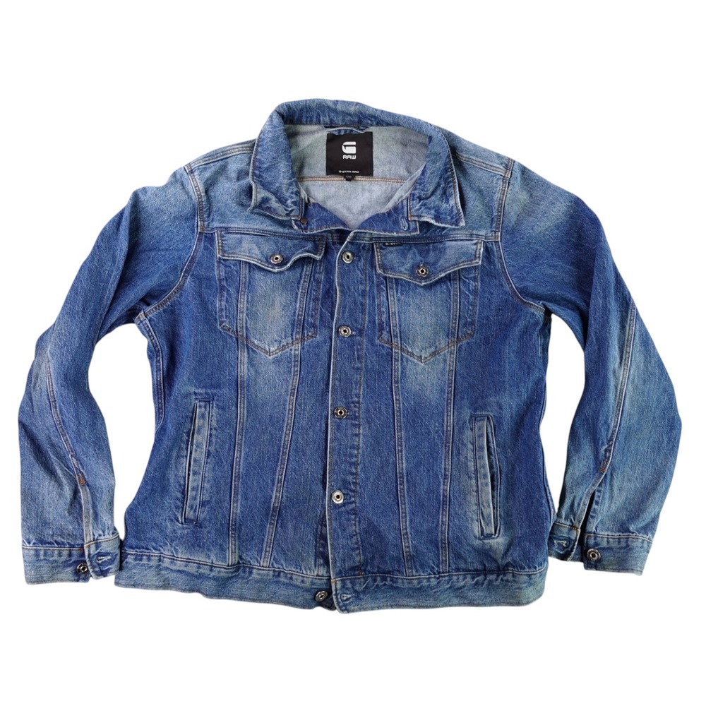G-Star Raw Denim Jacket Men XXL Blue Trucker Button Front D11150-8973-6267